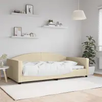 Prolenta Maison Exclusive - Letto a giorno color crema, 100x200 cm, rivestito in tessuto