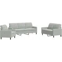 Syfax Set di Divani 3 pz con Cuscini Grigio Chiaro in Velluto