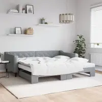 Prolenta Maison Exclusive - Divano letto estraibile con materasso grigio chiaro 100x200 cm in tessuto