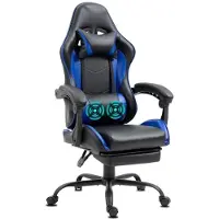 Delman Sedia da ufficio Sedia da gioco Poltrona da gioco massaggiante Ergonomica con poggiapiedi Poggiatesta Massaggio Cuscino lombare Sedia da gioco Girevole 02-0042 Blu