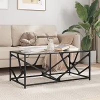 Prolenta Maison Exclusive - Tavolino da caffè con piano in vetro, nero, 98,5x50x41 cm, struttura in acciaio