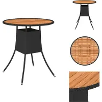 vidaXL Tavolo da pranzo da giardino nero Ø 70 cm in poly rattan legno massiccio di acacia - Tavoli da giardino