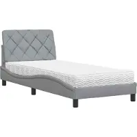 Syfax Letto con Materasso Grigio Chiaro 80x200 cm in Tessuto