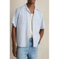 Reiss Ss Stripe Twin Pocket Cuban Shirt Soft Blue/white Taglia: L | Camicie Casual Outlet | Uomo | Blu