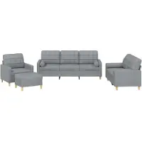 vidaXL Set di divani 4 pezzi con cuscini in tessuto grigio chiaro