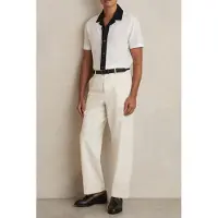 Reiss Ss Textured Colour Block Cuban Shirt White/navy Taglia: M | Camicie Casual Outlet | Uomo | Bianco