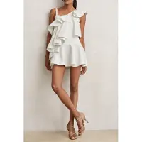 Reiss Short Ruffle Dress Ivory Taglia: 16 | Abiti Mini Outlet | Donna | Bianco