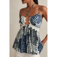 Reiss Animal Printed Lace Top Blue Taglia: 16 | Abiti Mini Outlet | Donna | Blu