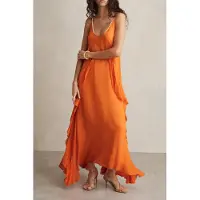 Reiss Ruffle Occasion Dress Orange Taglia: 8 | Maxi abiti Outlet | Donna | Arancione