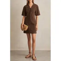 Reiss Lace Up Shift Dress Chocolate Taglia: 6 | Abiti in T-Shirt Outlet | Donna | Marrone