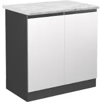Vicco Mobile lavello cucina R-Line Bianco 80 cm J-Shape PL Marmo, Model 45650
