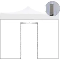 Divina Garden Telo laterale 2x2m bianco impermeabile con porta avvolgibile per gazebo richiudibile