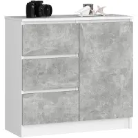 Akord Comò K80 Jerry con spazio di stoccaggio bianco e cemento 80 cm