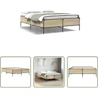 The Living Store Struttura per letto in rovere Sonoma 160x200 cm in legno e metallo
