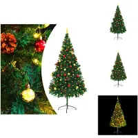 vidaXL Albero di Natale artificiale con luci e decorazioni verde 210 cm - Alberi di Natale