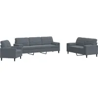 Syfax Set di Divani 3 pz con Cuscini e Rinforzi Grigio Scuro Velluto