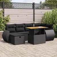 Prolenta Maison Exclusive - Set da giardino 8 pezzi con cuscini in polyrattan nero