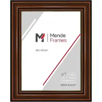 MendeFrames Cornice in legno H017 Noce con bordo dorato 15x15 cm