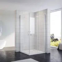 Sonni Cabina doccia 80x80cm Altezza: 195cm Doccia in nano vetro Cabina doccia ad angolo con porta a battente Bagno doccia ad angolo Porta a battente Porta a soffietto Porta a battente a libro
