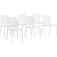 Idea New Garden Srl set di 6 sedie impilabili in polipropilene con fibre di vetro per uso esterno e giardino, bar e ristorante, cucina design moderno - AYDA - Bianco