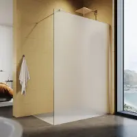 Sonni Schermo doccia walk in shower 110x200cm vetro smerigliato cabina doccia schermo doccia 8mm NANO vetro di sicurezza, con barra di supporto, completamente satinato