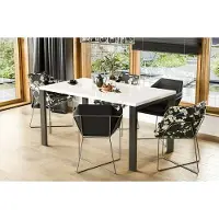 Endo Tavolo da pranzo -Moebel Garant 80cm - 170cm in metallo allungabile Tavolo da cucina con struttura in metallo allungabile (bianco lucido)