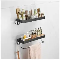 Nikcorp Scaffale da bagno da parete 35 cm senza foratura con portasciugamani