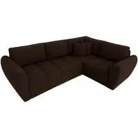 Sofello Divano angolare con chaise longue a destra, dotato di funzione letto e contenitore, dimensioni 240x180 cm – Divano moderno in tessuto bouclé marrone, divano letto con spazio contenitivo