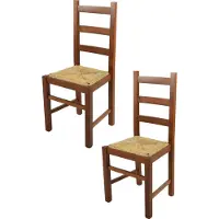 STOCK LINE t m c s Tommychairs - Set di 2 sedie RUSTICA per cucina e sala da pranzo, struttura robusta in legno di faggio, laccata nel colore noce chiaro e sedile in paglia