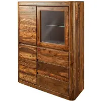 MASSIVMOEBEL24.DE MASSIVMOEBEL24 | vetrina in legno di Shesham / Acacia 109x40x145 Noce cerato TORONTO #209