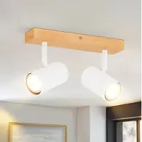 ZMH plafoniere 2 fiamme bianco faretto da soffitto legno lampada da soffitto GU10 faretto da soffitto orientabile 350° faretto per soggiorno camera da letto cucina