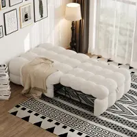 Fortuna Lai Letto imbottito, poggiapiedi 2 in 1, divano letto estraibile, letto singolo, letto imbottito, tessuto Teddy, beige
