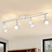 ZMH Faretto da soffitto bianco a 4 luci, E14, stile vintage, orientabile a 350°, paralume in metallo, faretto da parete angolare per soggiorno, corridoio e camera da letto