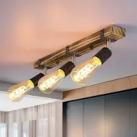 ZMH plafoniera legno vintage faretto da soffitto retro faretto da soffitto 55CM con faretti orientabili per corridoio cucina sala da pranzo soggiorno bar