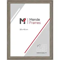 MendeFrames Telaio in legno massello con vetro museale, dimensioni 20x60 cm, finitura grigio venato, modello H120