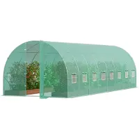 SucceBuy serra a tunnel walk-in, 27,4 x 9,5 x 7,4 piedi, serra in lamina con telaio zincato, copertura in PE verde, porta a battente e 16 finestre, ideale per il giardino