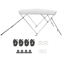 SucceBuy Biminitop per barche con 3 archi, 183 cm L x 185 cm - 198 cm L x 116 cm H, grigio chiaro