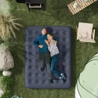 Youjia Letto da campeggio matrimoniale pieghevole con struttura ad aria, colore blu scuro, dimensioni 203x152x22 cm, ideale per campeggio e ospiti