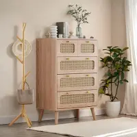 Fortuna Cassettiera buffet Lai con 5 cassetti, gambe in legno massiccio, design moderno, mobili da camera 60x34x91 cm, marrone