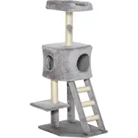 Youjia Tiragraffi da 120 cm con tana, pallina, tronchi in sisal, piattaforma, scaletta, tiragraffi a più piani, albero da arrampicata per gatti, grigio chiaro