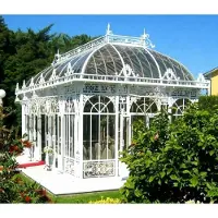 Casa Padrino Luxury Art Nouveau Garden House White 856 x 456 x H. 516 cm - Padiglione da giardino in ferro battuto - Serra - Nobile & Magnifico