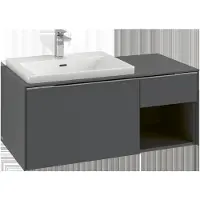 Villeroy & Boch Subway 3.0 armoire sous lavabo, éclairage LED, 2 tiroirs, lavabo à gauche, élément d'étagère en bas à droite, 1001x422,5x516mm, C572L1AB, C572L1AB