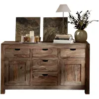 MASSIVMOEBEL24.DE MASSIVMOEBEL24 | credenza in legno di Sheesham / palissandro 140x42x80 grigio scuro oliato NATURE GREY #80