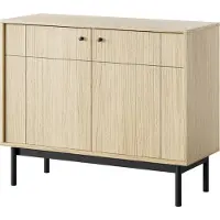 3Xeliving Comodino: 2 ante, finitura rovere chiaro/nero, dimensioni 103,5 x 39 x 83,5 cm
