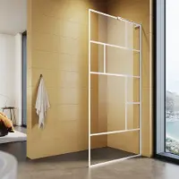 Sonni 100x200cm, bianco Schermo doccia, doccia walk in, NANO 6 mm ESG, facile da pulire, cabina doccia in vetro