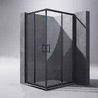 Sonni 76x90x195cm nero angolo doccia porta scorrevole cabina doccia doppia porta doccia ingresso angolare ESG vetro doccia cabina doccia