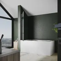 Sonni Cabina doccia 80x140cm per vasca pieghevole, doccia, vetro NANO 6mm ESG, design a griglia nero