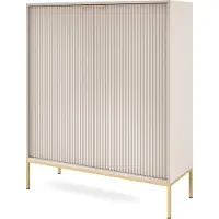 3Xeliving Cassettiera: 2 ante, cashmere, oro, 104 x 125 x 39 cm, maniglie dorate