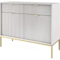 3Xeliving Cassettiera: 2 cassetti, 2 ante, grigio, oro, 104 x 83 x 39 cm, maniglie dorate