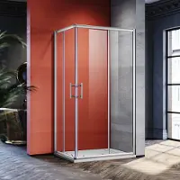 Sonni doccia angolare Cabine doccia ad angolo ingresso doppio porte scorrevoli doccia 100x80cm, vetro ESG funzione di sgancio rapido protezione dagli spruzzi d'acqua, altezza 195cm
